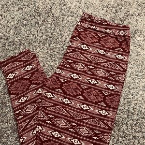Maroon Aztec Leggings